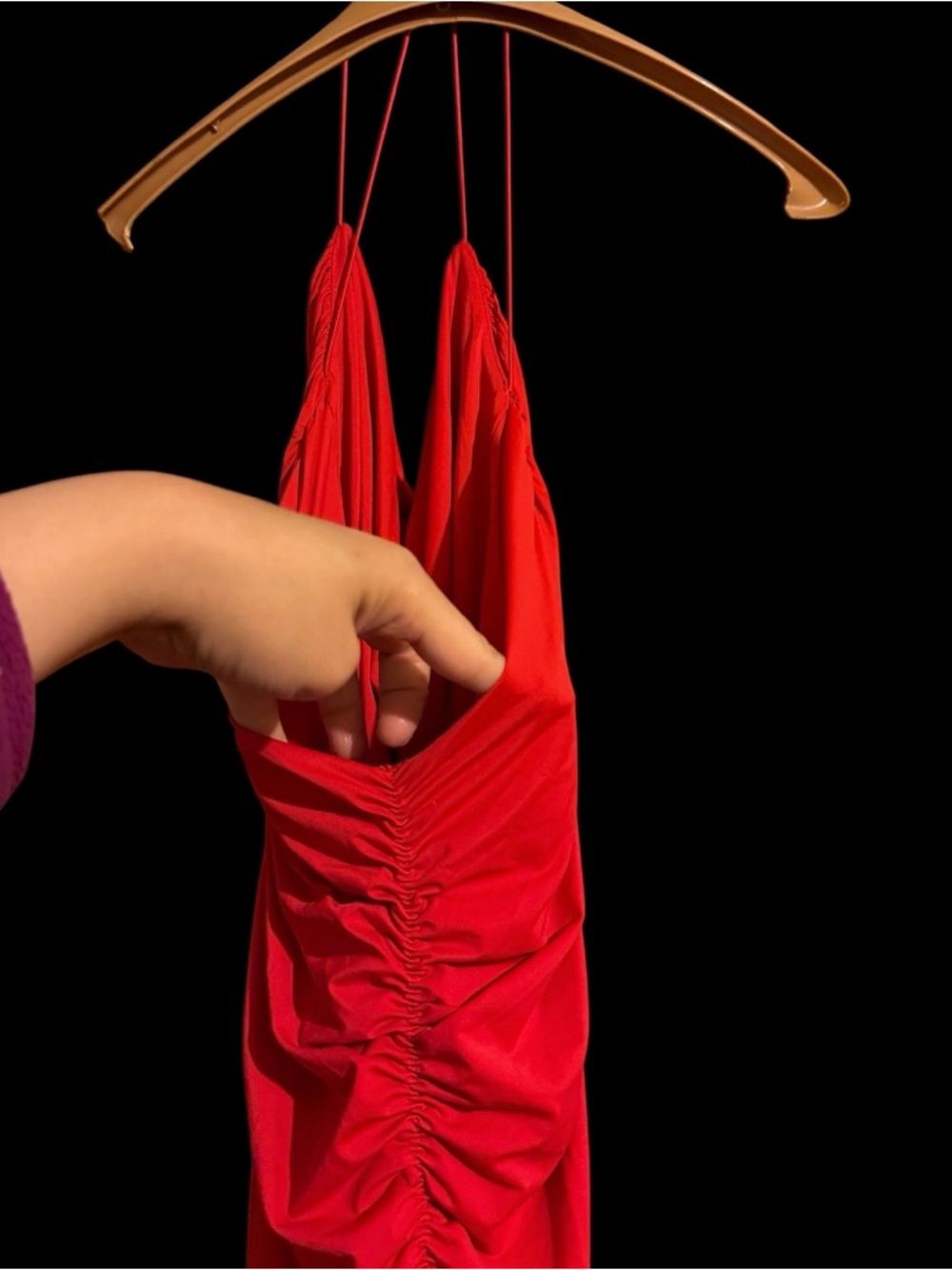 Red Ruched Dress - Picture 4 of 5